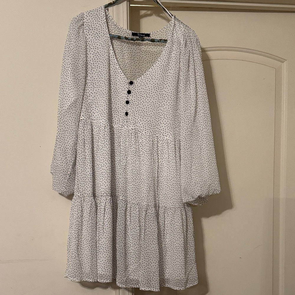 Elegant White Polka Dot Dress